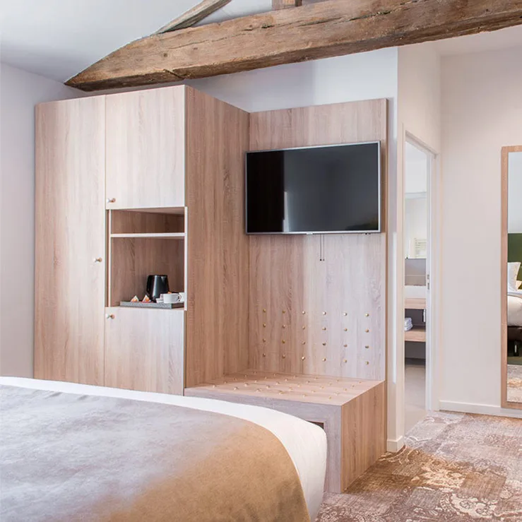 Chambre de l'Hôtel Le Tilia, réalisation MZ Bois et Compagnie